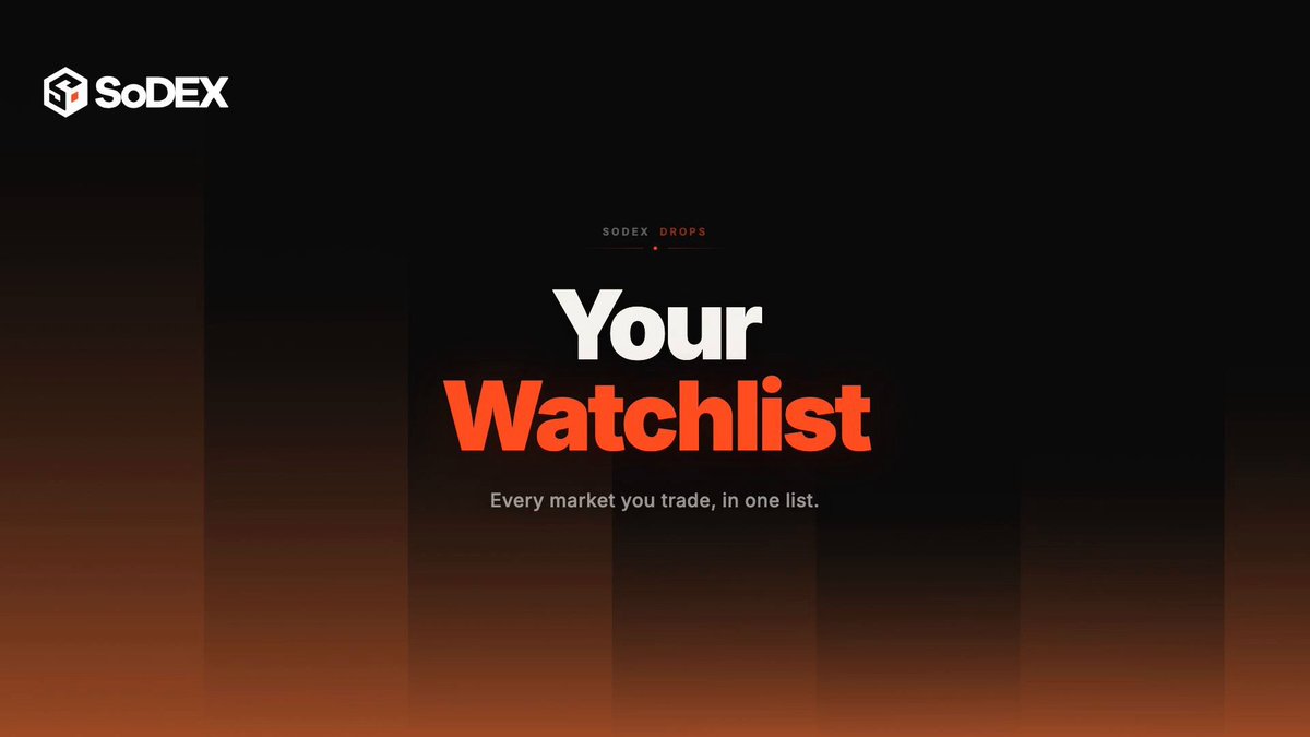 The image features a banner with black text and orange bars forming a gradient background. Below this banner is information about an online tool for creating watchlists based on a variety of market tickers, such as BTC,ETH,and others like Spot or Futures. The banner invites users to create their own watchlist filled with the symbols they are interested in trading. There is also information about the creator and his expertise at the bottom of the image.