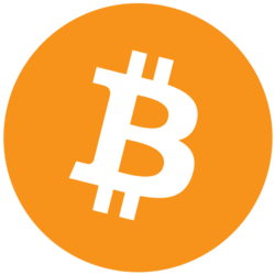 An orange circular logo featuring a white stylized 'B' symbol, recognized as the Bitcoin (BTC) cryptocurrency emblem.