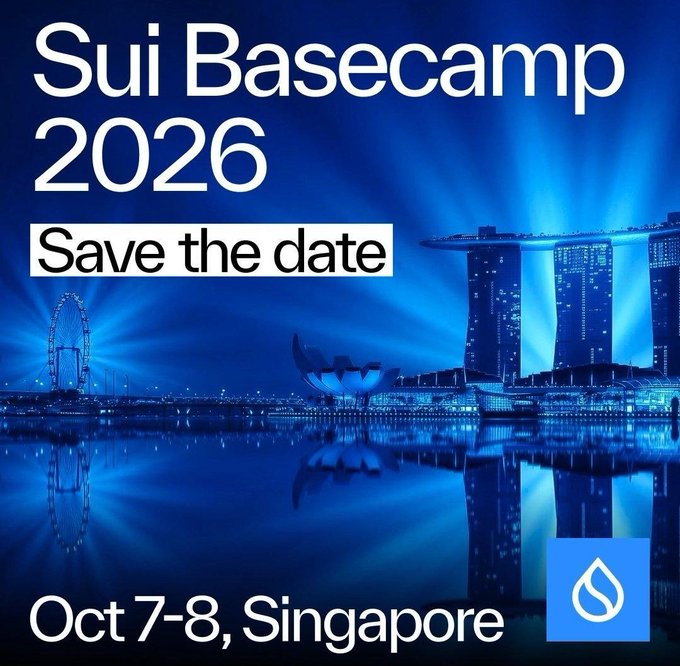 https://t.co/QR3KxbHJmy - Sui Basecamp 2026 conference announcement scheduled for Oct 7-8 in Singapore.