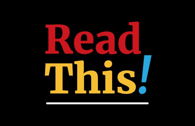 A simple text graphic reading 'Read This!' in bold red and yellow letters with a blue exclamation point on a black background.