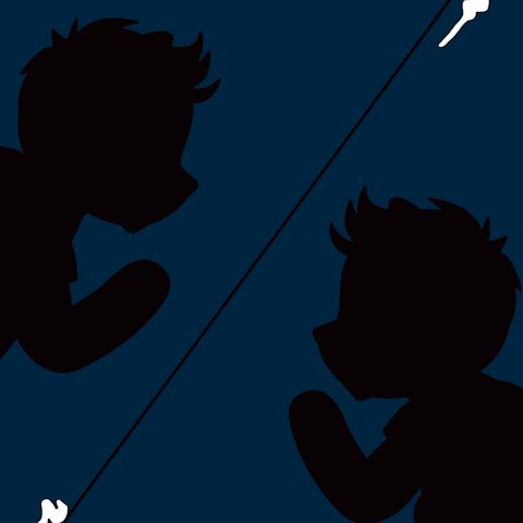 The image features two black silhouettes of people, one standing upright with their arms crossed and the other sitting down with their hands at their sides. They are positioned diagonally across a blue background, creating an interesting visual effect that draws attention to them. The caption "Reporting for duty" is written in white text above the image, which suggests that these silhouettes might be related to a news or reporting job.
