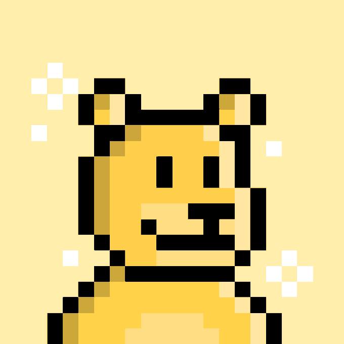 A yellow pixel-art character with cat-like ears and a neutral expression on a light yellow background.