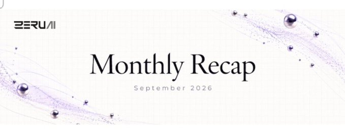 A clean, white graphic design with purple particle accents reads 'Monthly Recap September 2026' with the logo 'BERUMI' in the top left corner.