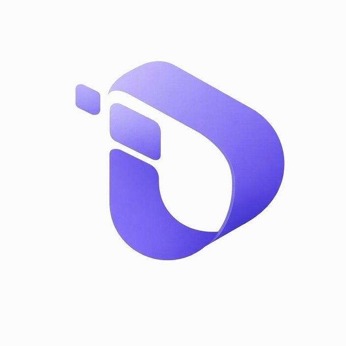 A 3D isometric purple logo resembling the Microsoft Edge browser icon displayed on a white background.