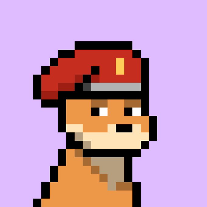 The image features a cartoon dog wearing a red hat with an "I" on it, standing against a purple background. The caption below the image reads "Doginal Dogs. We Show Up." This suggests that the dog might be a character from a series or franchise related to dogs and their adventures.
