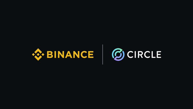 A graphic showing the Binance and Circle logos side by side on a black background.