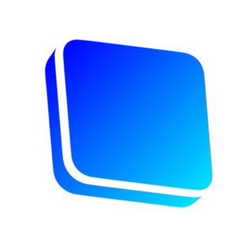 A simple blue gradient icon/logo of two stacked rounded squares on a white background.