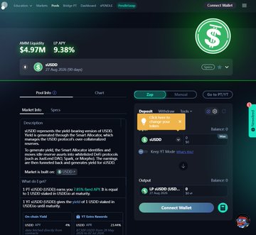 The image shows a page of a user's trading app, displaying various information about transactions and balances, including one with a SUSDD transaction that has reached its daily limit. The background is filled with green lights, creating a vibrant and dynamic atmosphere for this tech-related content.