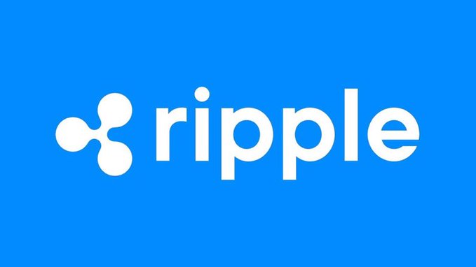 The Ripple cryptocurrency logo displayed in white on a bright blue background.