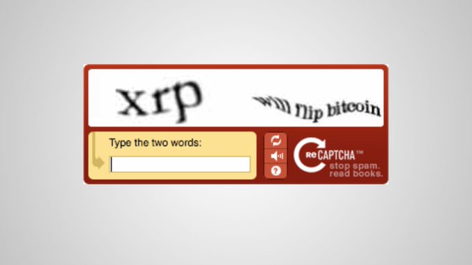 xtrp is displayed on a red background, accompanied by the words "Will Flip BitCoin" and "Stop apam real books."