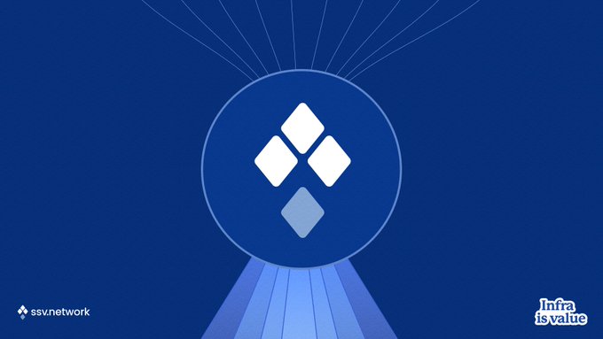A blue graphic with a circular logo, "ssv.network" text in the corner, and "Infra is value" in the bottom right.