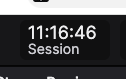 The image shows a small black box with white text reading "11:16:46 Session," indicating the duration of a live trading stream. This timestamp aligns with the post claiming 11 hours of consecutive streaming while trading memecoins.