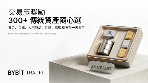 The image features a box containing various items, including coins and a silver container. The box is placed on top of a white surface, with the text "Bybit TradFi" visible above it. The box contains different types of currency, such as coins and banknotes, which are displayed in the foreground. The background of the image is white, providing contrast to the items within the box.