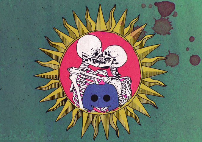 The image features an illustrated skeleton couple embracing and kissing within a sun design, holding a small blue smiling figure. It appears to be promotional artwork for a Sherwood NFT giveaway contest, matching the post's request for EVM addresses and social media engagement to win GTD and FCFs.