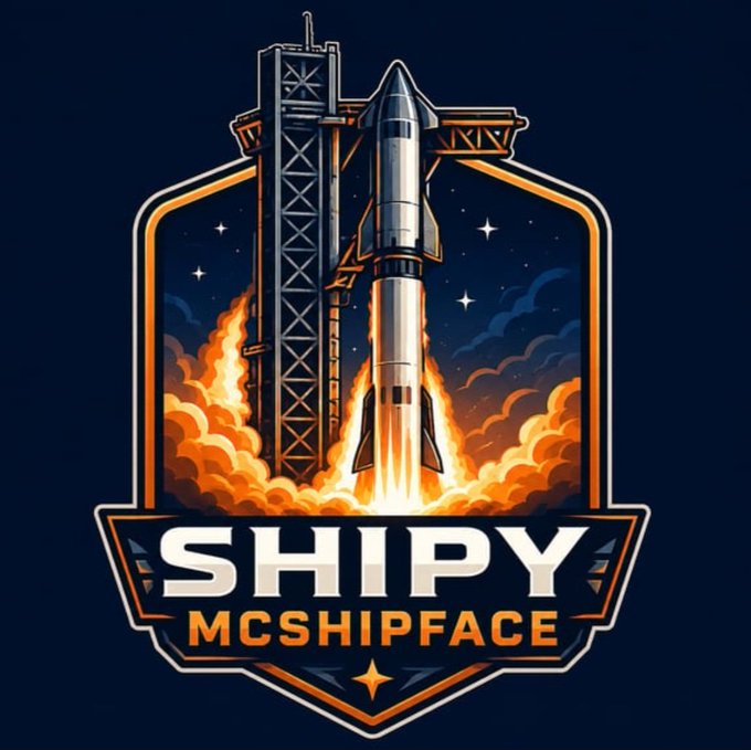 An esports-style logo featuring a rocket launching from a launchpad with flames, framed in a shield with the text 'SHIPY MCSHIPFACE'.
