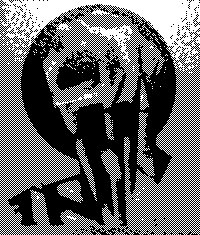 A distorted, glitchy black and white image of a screaming figure with fluid-like melting features.