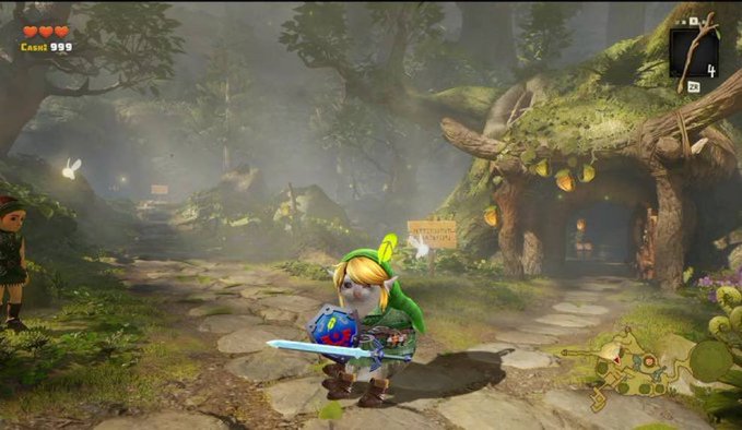 A screenshot from *The Legend of Zelda: Link's Awakening* shows Link standing in a misty forest near a mysterious shack labeled "ARMAG'S HOUSE," with the game's HUD displaying "Casuc 999" and a heart meter in the top-left corner. The image visually echoes the post's playful promotion of "$CASHCAT" by mirroring the game's currency counter, turning Link's adventure into a tongue-in-cheek metaphor for a meme coin "listed on the chain."