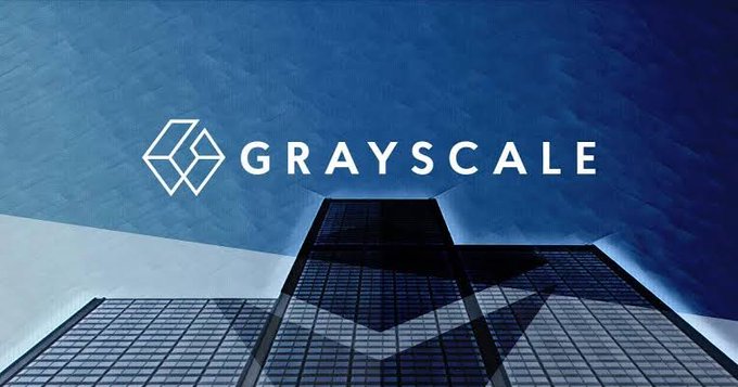 The 'GRAYSCALE' logo is displayed in white against a dark blue architectural background of a modern building.
