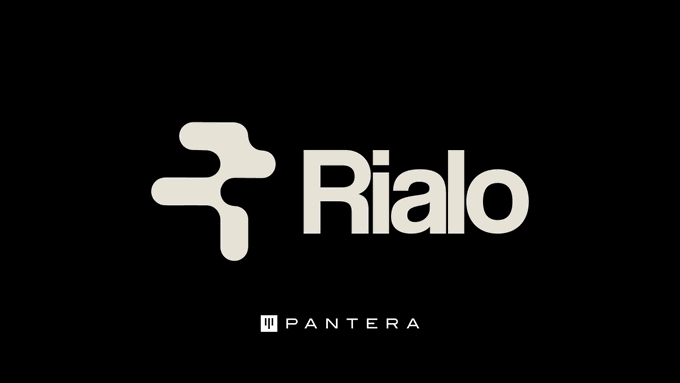 A black logo screen displaying 'Rialo' with an abstract symbol and 'PANTERA' underneath.