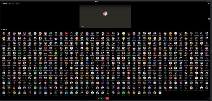 A grid of hundreds of user avatar icons displayed on a dark background, likely representing participants in the Rialo developer meeting mentioned in the post, with no clearly legible text visible in the image itself.