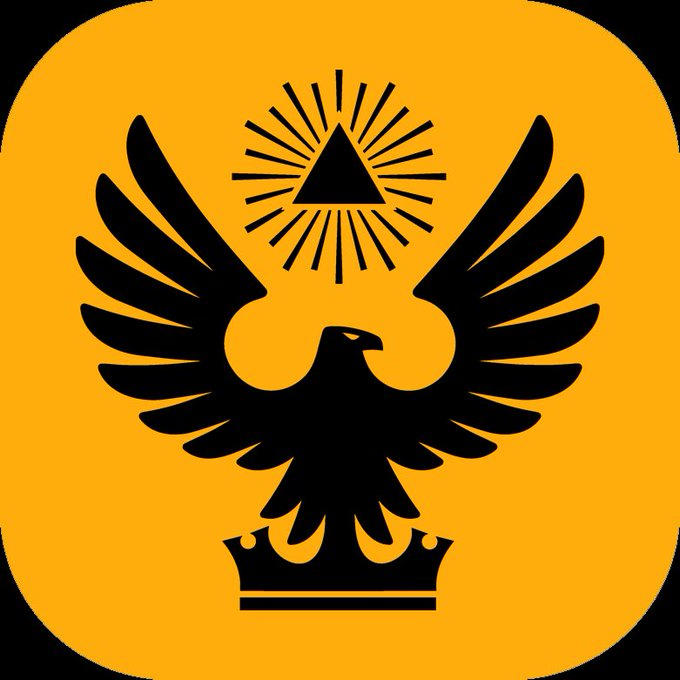 A black eagle emblem with outspread wings perched atop a crown, set against a golden-yellow background, featuring a radiant triangle with light rays above the eagle. The image does not contain any text, numbers, or specific identifiers, but it symbolically represents the Cassator platform referenced in the post, complementing the announcement about updated staking rates for USDC and SSLX.