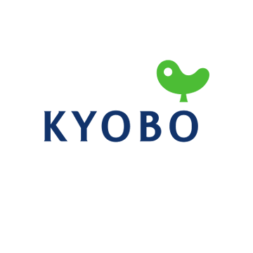 A simple logo for 'KYOBO' featuring a green stylized bird or leaf icon above the dark blue text on a white background.