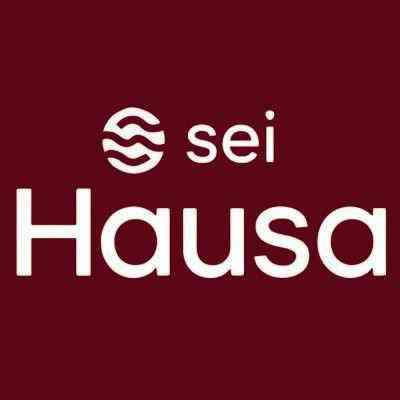 A maroon logo graphic featuring the Sei symbol next to the word 'sei' with 'Hausa' written in large white letters below.