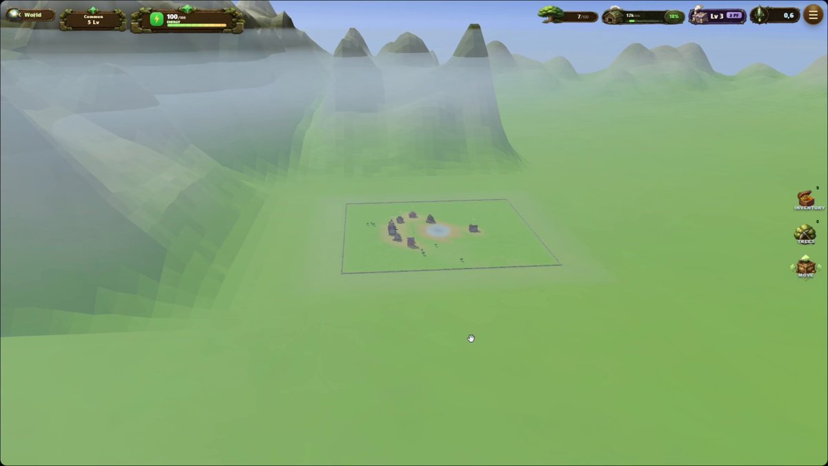 The image presents a scene from an adventure game set in a 3D world with several mountains surrounding a village. In this setting, there is also an area where players can chat with each other while playing the game. The primary focus of the image is on the gameplay and its features like the chat window.