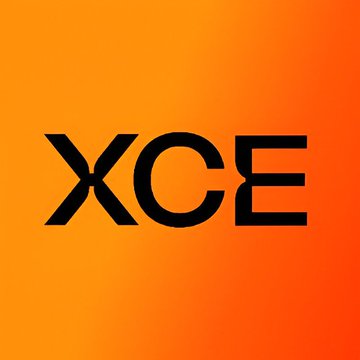 The XCE logo displayed in black text on an orange gradient background.