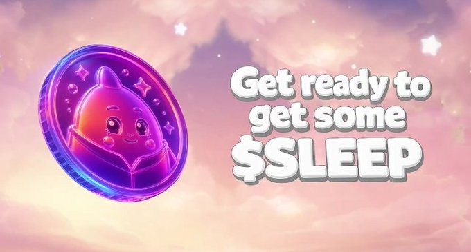 The image features a coin with a cute face on it, which has been designed to promote sleep. The text "Get ready to get some SLEEP" is written above the coin, suggesting that the coin is meant to be used as a sleep aid or token for gaining access to sleep-related experiences and benefits.