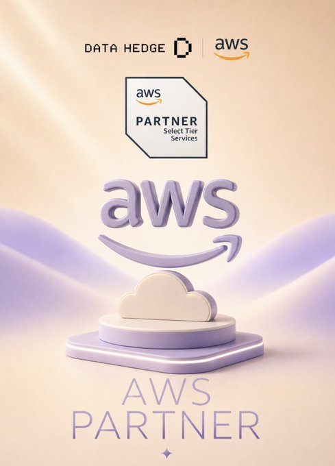 The image features a poster with an aws logo at the top and a purple cloud design below it. The text "aws partner" is written in white letters, indicating that the poster promotes a partnership between Amazon Web Services (AWS) and another company or organization.