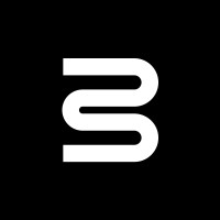 A simple, stylized white logo resembling the letter 'S' on a solid black background.
