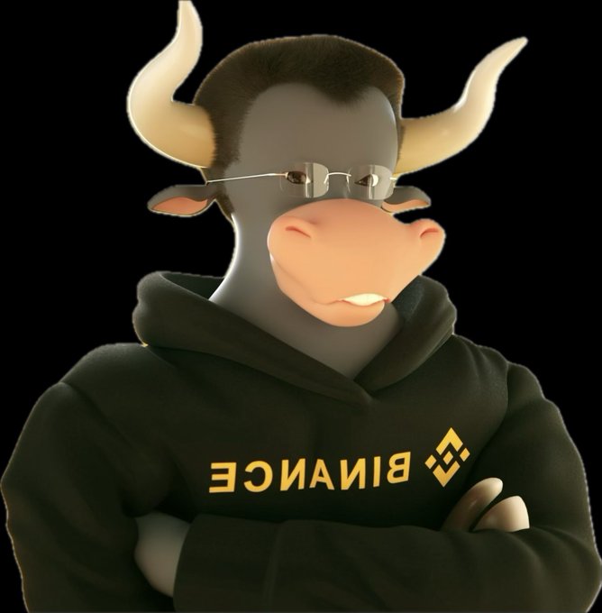 A 3D-rendered bull character wearing sunglasses and a black hoodie featuring the "BINANCE" logo and its diamond symbol stands with arms crossed against a dark background, reinforcing the post's message to "Keep Building on Bsc!"