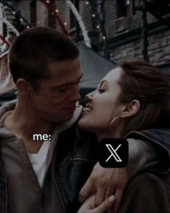 A romantic image shows a couple in an intimate embrace, with the text "me:" labeling the man and the X (formerly Twitter) logo overlaying the woman, suggesting the user is comparing their weekend plans to spending time on X rather than touching grass. The post playfully encourages taking a break from the platform to connect with nature, contrasting the cozy offline moment in the photo with social media activity.
