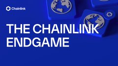 A promotional banner for Chainlink with the headline "THE CHAINLINK ENDGAME" displayed in bold white text over a dark blue background featuring abstract globe graphics. The accompanying tweet links to Sergeynazarov's X post, suggesting the image previews a vision or announcement about Chainlink's long-term strategic direction from its co-founder.