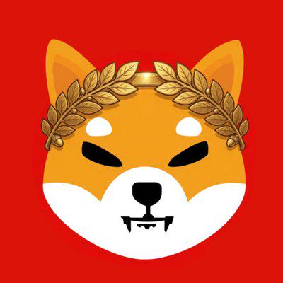 "Shib deities", which are often depicted as fierce and powerful, can be seen in various forms of art and media. In this case, the image features a cartoonish representation of a Shiba Inu dog wearing a gold crown on its head with a wreath made from leaves around it. The dog's face is painted white with black eyes and teeth, giving it an intense and menacing appearance. This depiction could be interpreted as a reference to the Shiba Inu breed or their association with certain characters in stories like "The Legend of Zelda: Skyward Sword".