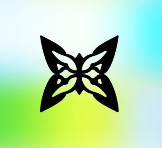 A black butterfly silhouette with intricate cut-out patterns is displayed against a soft gradient background of blue, white, and green. The butterfly symbol ties into the post's theme of Quip Network, where its transformative, emerging nature represents the futuristic fusion of blockchain and quantum computing, with the wings suggesting the spreading wings of decentralized technology taking flight.