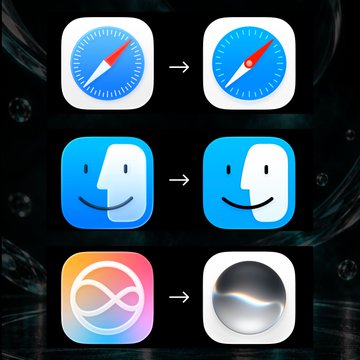 The image showcases a redesign of three well-known iOS app icons—Safari, Finder, and Siri—with a sleek, monochromatic white-on-black aesthetic, aligning with the Zoomex post inviting users to create their own reimagined app icons for iOS 27.