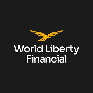 A logo on a black background featuring a gold eagle and the text 'World Liberty Financial'.