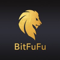 The image displays the BitFuFu logo, featuring a stylized golden lion's head above the company name "BitFuFu" on a dark background, which serves as the visual branding accompanying news of the company's significant Bitcoin production growth.