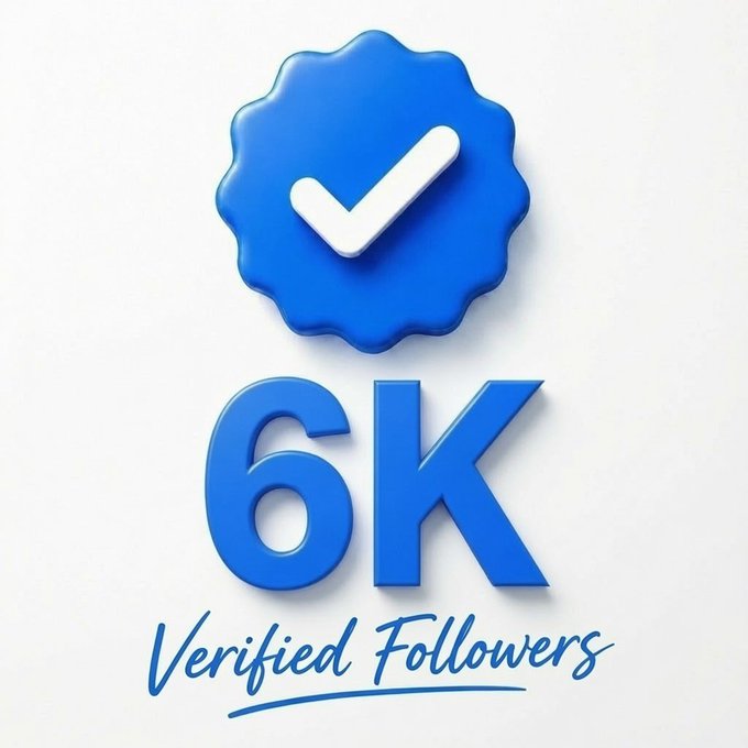 Graphic celebrating '6K Verified Followers' with a blue verification badge icon and stylized blue text.