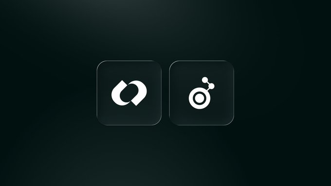 Two minimalist app icons displayed on a dark background: one featuring a stylized 'Q' logo and another showing a circular node/connection design.
