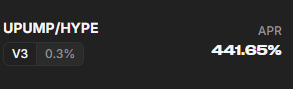 A dark screen displaying 'VPUMP/HYPE' with numbers '8', '0.3%', and '4.65%' visible.