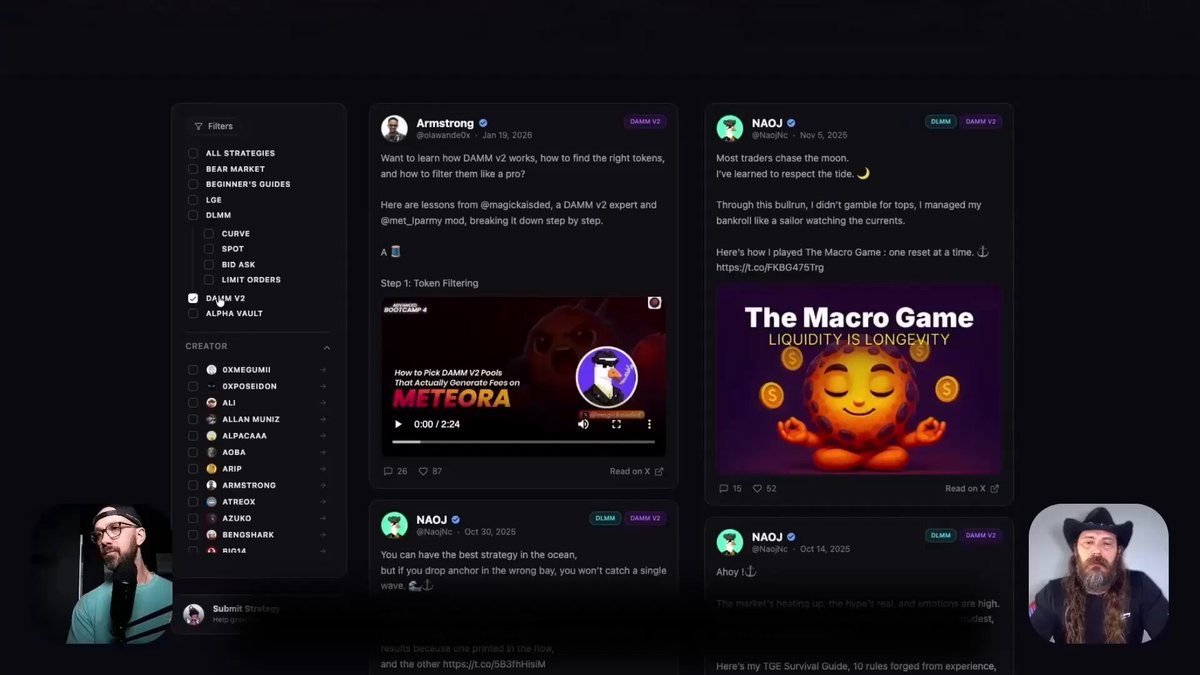 The image features a screenshot of a Twitter feed where several posts are displayed side by side. At the top center of the screen, there's a large, blue-green circle with a cartoon character inside it that appears to be a smiley face or an orange butterfly, depending on what you look at from below. Below this, multiple messages and posts are posted, including discussions about games like "The Macro Game" and the concept of limit orders being used to earn fees when orders execute. The focus of these posts is centered around trading strategies and financial gains for traders using popular platforms such as Twitter or other social media sites.