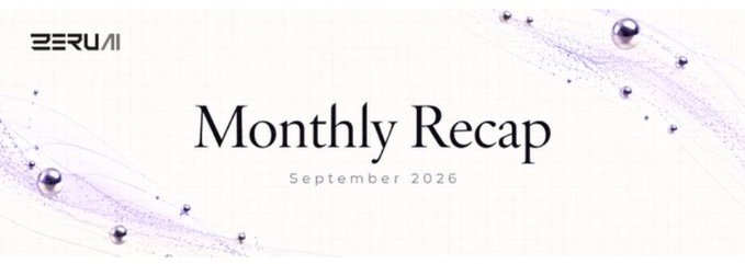 A banner titled "Monthly Recap" for "September 2026" featuring the "EERU AI" logo and purple liquid splash graphics.