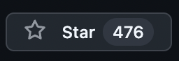 A dark UI button displays a star icon with the text 'Star' and '476' next to it.
