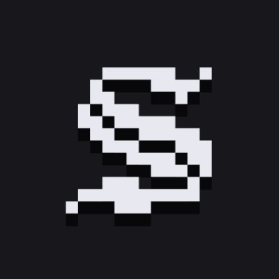 A pixelated white letter 'S' on a dark background.