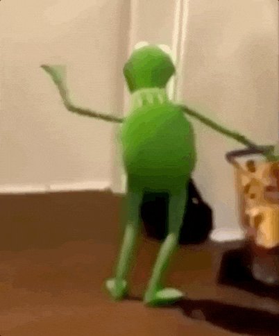 The image features a green frog-like character with arms raised and legs spread out, standing on its hind legs as if dancing or performing some sort of action. The background appears to be a room with a white wall and a door visible behind the character. There is also an orange bag placed near the character's feet. The post seems to be promoting a contest where people have to pick three acts from a list, and the winner gets to take home one of those acts for free.