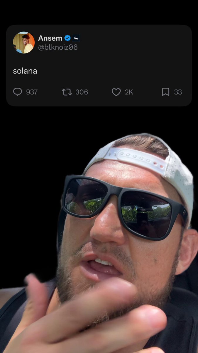 The image features a man wearing sunglasses, with his face partially visible as he makes a funny face or gesture. The caption of the image includes information about a cryptocurrency called Solana, which seems to be related to the post's content. The post also mentions that the FTX cryptocurrency is being celebrated by KOLs and speculating on its future value.