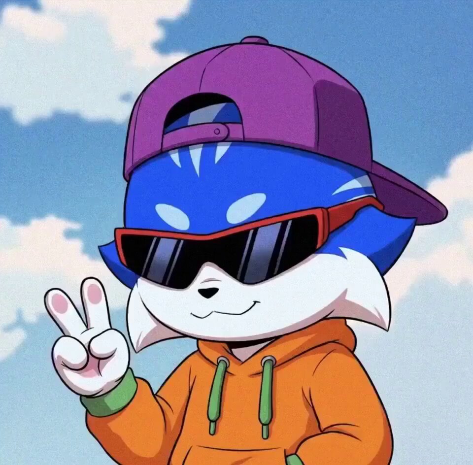 The image features a cartoon cat wearing sunglasses and an orange hoodie with its paws raised in peace signs. The cat appears to be smiling, giving off a friendly vibe. The caption below the image reads "What I'm working on could potentially create a stream of revenue for Toshi that would literally superpower every single plan I've ever had at a pace we've never even dreamt of executing at". This suggests that the cartoon cat might have an idea or project related to generating income, and it is excited about sharing this with others.